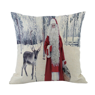 

Tailored Happy Christmas Pillow Cases Linen Sofa Cushion Cover Home Decor Pillow Core