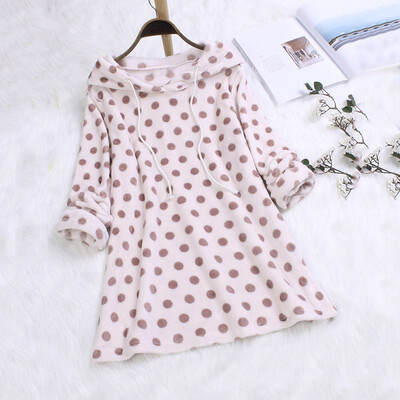 

Gobestart Womens Oversized Dot Printing Front Hooded Cardigan Blouse Top