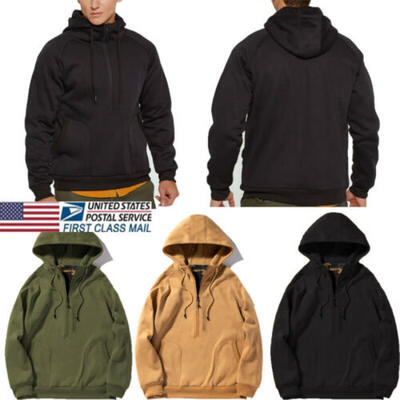 

US Mens Winter Heavy Fleece Lined Sherpa Hoodie Flannel Jacket Hooded Sweater