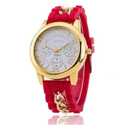 

Geneva fake three-eye watch casual silicone jelly bracelet womens watch