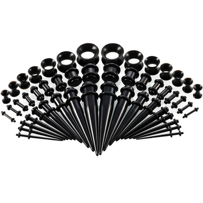 

Acrylic Ear Stretching Kit Tapers Plugs Silicone Tunnels Gauges Expander 14G-00G Jewelry 50 Pieces Set