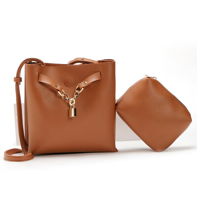 

Tailored Women Fashion Bucket With Hardware Lock Composite Shoulder Messenger Bag 2pcs