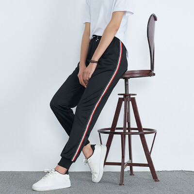 

Womens Mid-Waist Casual Striped Print Sports Pants Harem Pants Jogger Pants