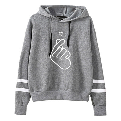 

Women Sweatshirt K pop B t s Finger Heart Printed Hoodie Long Sleeve