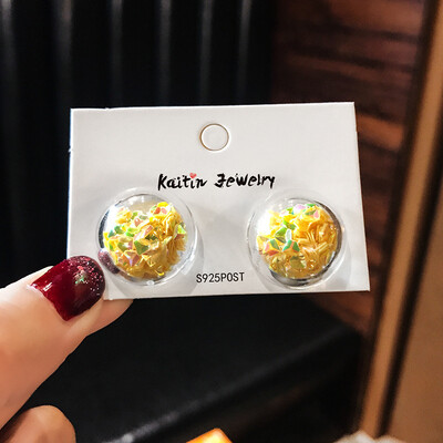 

2019 latest design brand summer hand made candy color earrings generous minimalist wild Korean earrings for women