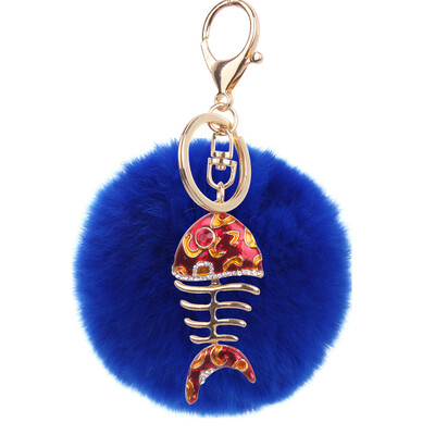 Creative Smart Fishbone Keychain Rex Rabbit Plush Pendant Bag Mobile Phone Charm Fashion Pendant