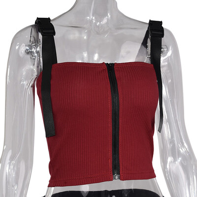 

NEW Women Off Shoulder Sexy Word Collar Solid Color Zipper Strap Knit Long-Sleeved Summer Casual T-Shirt