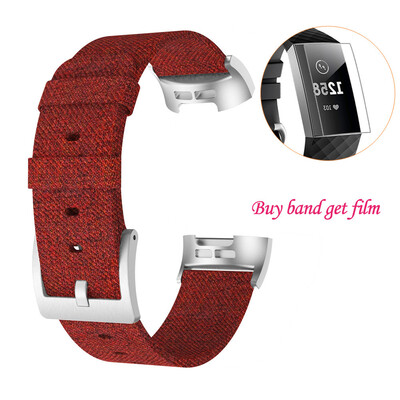 

〖Follure〗Replacement Woven Canvas Fabric Watch Band Wrist Strap Film For Fitbit Charge 3