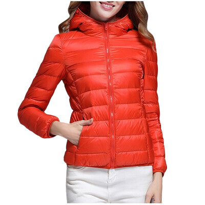

Toponeto Women Casual Light Outerwear Solid Hooded Zippers Pocket Coat Down Jackets