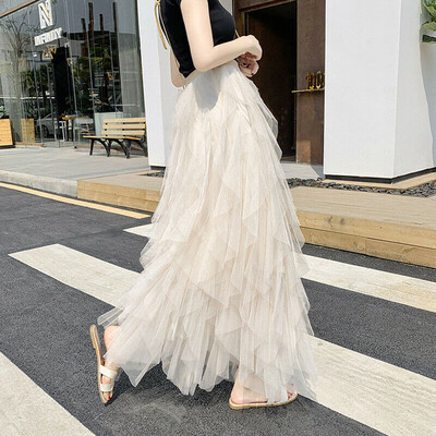 

Women Tulle Long Maxi Skirt Layered Swing High Waist Casual Ruffles Loose New