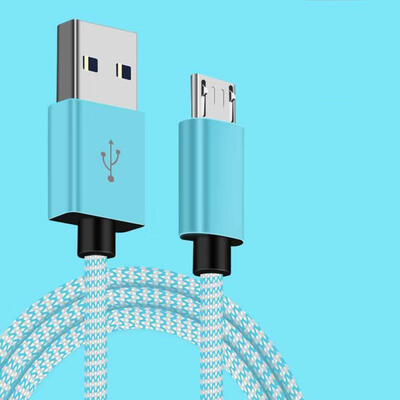

1M Double Elbow USB Data Cable Mini 90 Degree Nylon Braided No Winding Fast Charging Line For Android