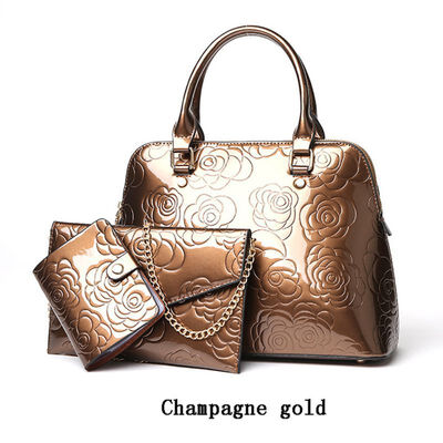 

Women Messenger Bag 3 PCS Sets High Quality Patent Leather Luxury Handbags Female Business Crossbody Casual Bags Clutch Purse