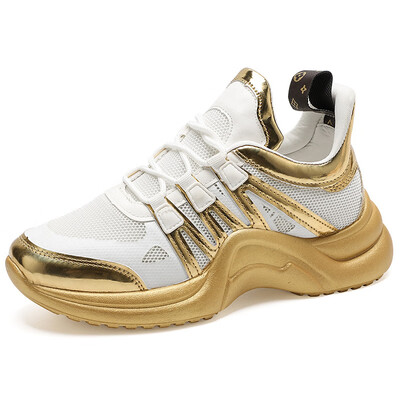 

Fashion Platform Sneakers Breathable Mesh Chunky Sneakers for Women Basket Femme Lace-Up Casual Shoes Women Vulcanize Shoes