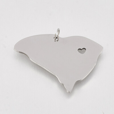 

202 Stainless Steel Pendants Map of South Carolina Stainless Steel Color 20x28x1mm Hole 3mm