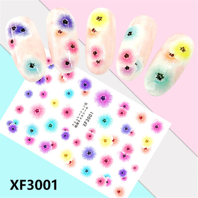 

Toponeto Fresh Style Flower Print 3D Nail Art Stickers Manicure Adhesive Transfer Decals