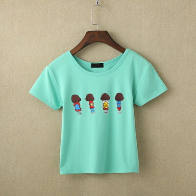 

Fashion New Short T-shirt Ladies Cute Cat Print O-neck Short-sleeved Breathable T-shirt