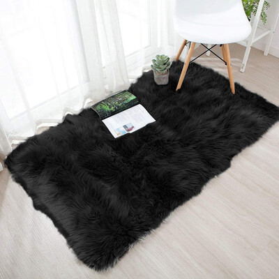 

Gobestart Wool Imitation Sheepskin Rugs Faux Non Slip Bedroom Shaggy Carpet Mats