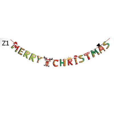 

Christmas Party Hanging Decor Snowman Santa Claus Elk Sock Banner Xmas Supply