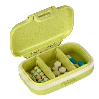 

Shoumei wheat straw kit mini small box portable box medicine box one week travel portable pills pills medicine box JD-SY-20 green
