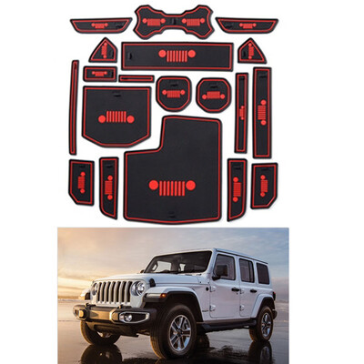 

19Pcs Replacement for Jeep Wrangler JL 2018 Door Groove Mat Anti-Slip Cup Pad Interior Decoration Accessory