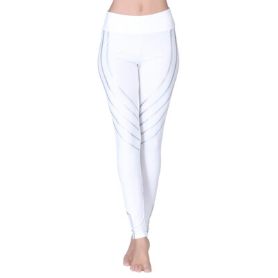 

Quick Drying Fitness Leggings Women Super Elasticity High Waist Luminous Stripe Trousers Outdoor Professional Workout Pants T7