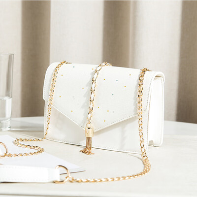 

On New Summer Little Girl Slant Bag 2019 Fashion Chain Baitao ins Single Shoulder Texture Square Bag