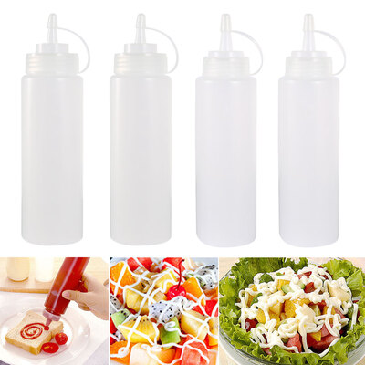 

Squeeze Squirt Condiment Bottles with Twist On Cap Lids Ketchup Mustard Mayo Hot Sauces Olive Oil Bottles Kitchen Gadget