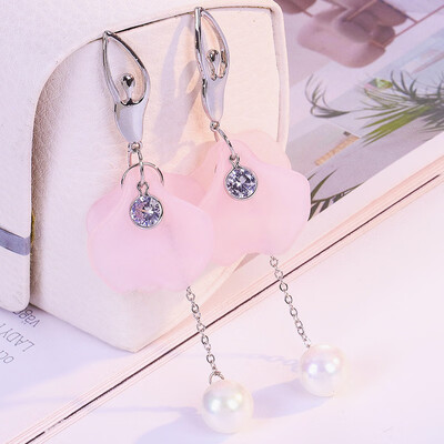 

S925 silver needle super fairy ballet earrings female temperament personality wild long flower pendant earrings petal earrings