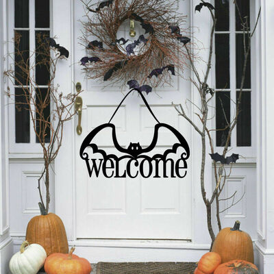 

Halloween Black Bat&Doorway Welcome Charm Home Decorative Party Supply