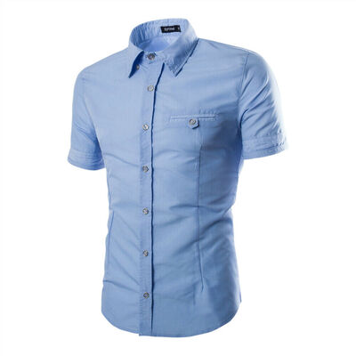 

Luxury Mens Button Casual Shirts Slim Fit Short Sleeve Dress Shirt T-shirt Tops