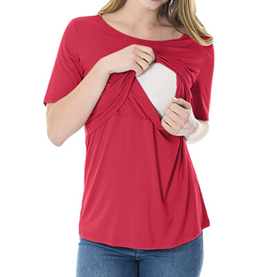 

Nomeni Womens Maternity Nursing Tops Short Sleeve Breastfeeding Clothes BUL