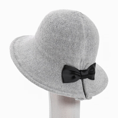 

Korean literature&art butterfly bonnet solid color wool knitted fisherman hat female big edge folding warm wool hat winte