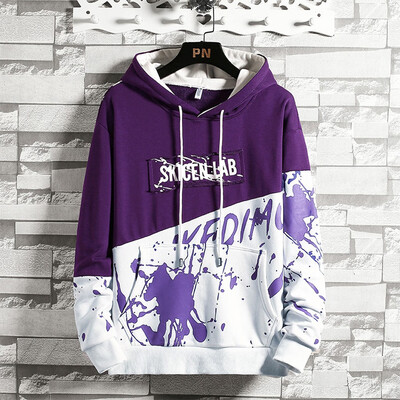 

Gobestart Men Splicing Button Pullover Long Sleeve Hooded Sweatshirt Tops Blouse