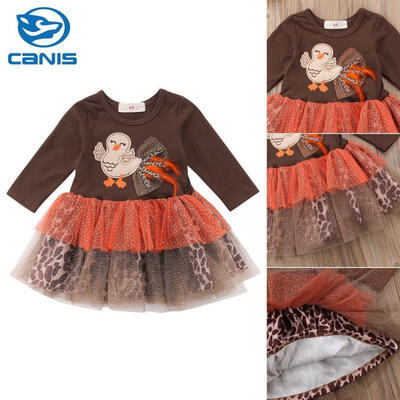 

Newborn Baby Girl Thanksgiving Clothes Turkey & Leopard Tutu Dress Outfit Set