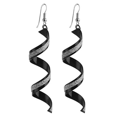 

Frosted Spiral Long Pierced Drop Earrings Curley Twisted Loops Hook Dangle Earrings Ear Studs