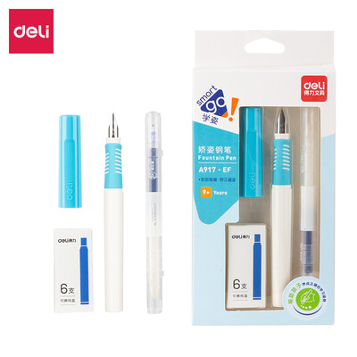 

Deli deli EF Mingjian Youshang series posture posture pen signature pen posture posture pen set with erasable pen erasable pure blue ink bag 6 DL-A917