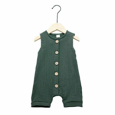 

Newborn Baby Boy Girl Sleeveless Solid Cotton Romper Jumpsuit Infant Outfits
