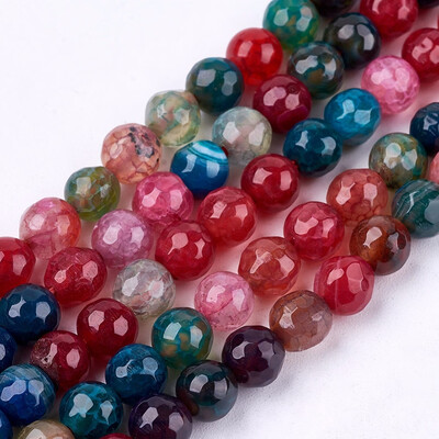 

Natural Agate Round Beads Strand Dyed Faceted Mixed Color 6mm Hole 1mm about 62pcsstrand 1417"