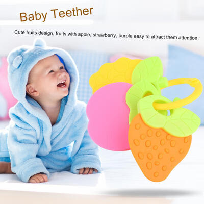 

Greensen Baby Teether Fruit Shape Soft Silicone Teething Chew Toys with Ring for Infants Toddler Gift