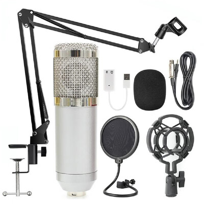 

BM800 Professional Suspension Microphone Kit Studio Live Stream Broadcasting Recording Condenser Microphone Set