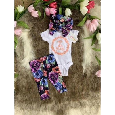 

Newborn Infant Baby Girl 1st Birthday Top Romper Floral Pants Outfit Set Clothes