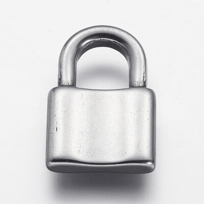 

304 Stainless Steel Pendants Lock Stainless Steel Color 19x125x3mm Hole 6x65mm