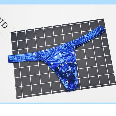 

Tailored Fashion Men Sexy Artificial leather Star Print Thong Underpant Brief Underwear