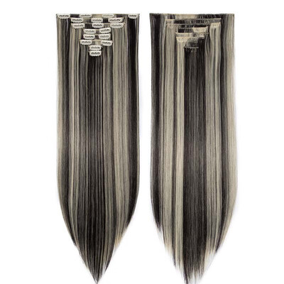 

Full Head Clip Synthetic in Hair Extensions 8 Piece 18 Clips Hairpiece Long Wave Curly Straight for Women
