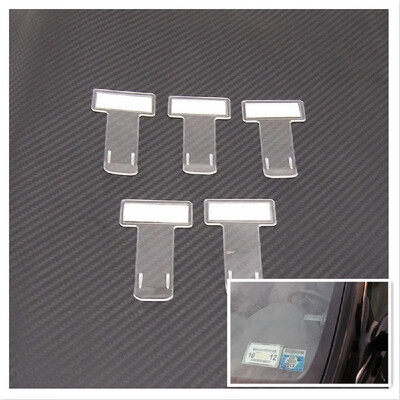 

5 Pieces Transparent Car Parking Ticket Holder Clip Plastic Timing Ticket Holder Car Windshield Windscreen Tickets Holder with Adh