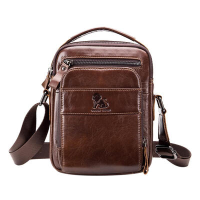 

Vintage Genuine Leather Crossbody Solid Color Handbags Men Shoulder Bags