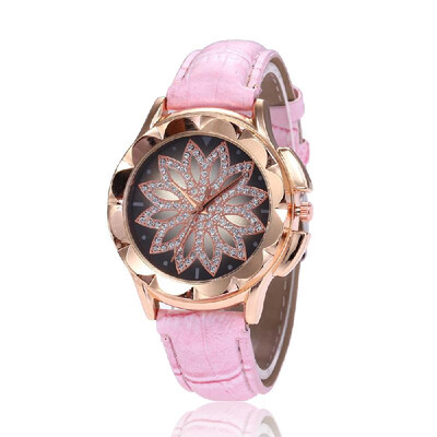 

Women Rhinestone Watches Lady Diamond Dress Watch Leather Band Big Dial Wristwatch Crystal Watch