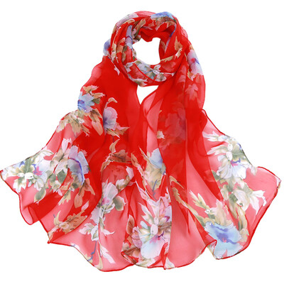 

Gobestart Fashion Women Peach Blossom Printing Long Soft Wrap Scarf Ladies Shawl Scarves