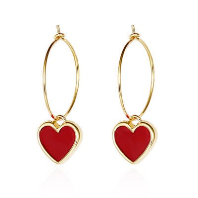 

Fashion Exaggerated Metal Large Red Love Long Earrings
