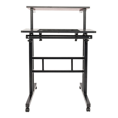 

Mobile Stand Up DeskHeight Adjustable Computer Work Station Rolling BLACK